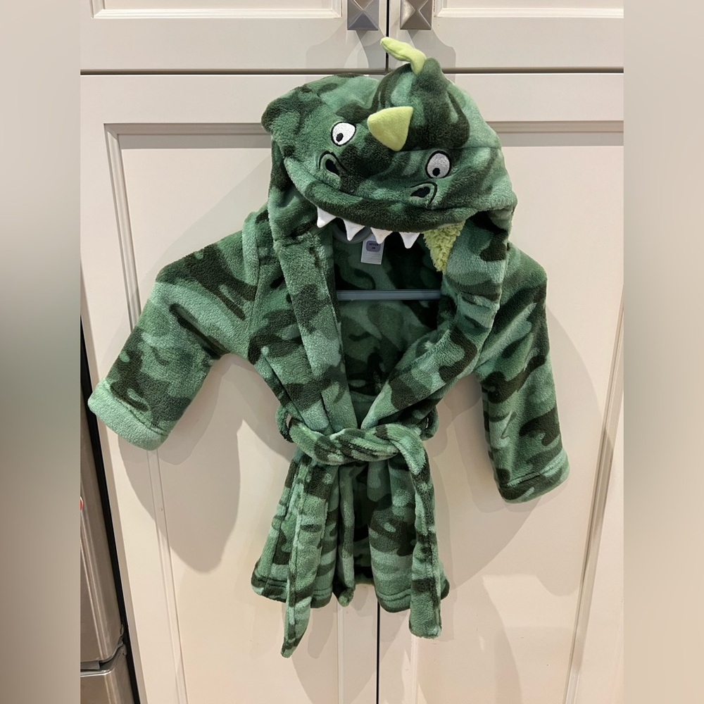 Pekkle Green Dinosaur Kids bathrobe 2-3t